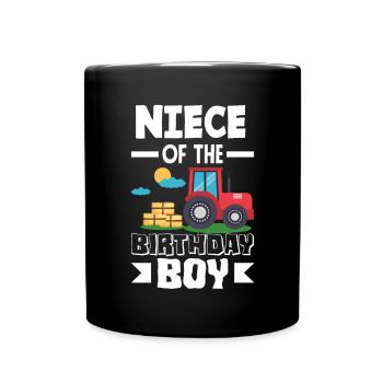 Niece from birthday girl tractor - Full Colour Mug - black - Front