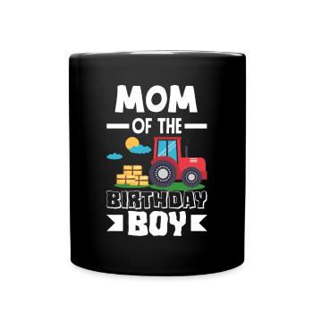 Mom From Birthday Girl Tractor - Full Colour Mug - black - Front
