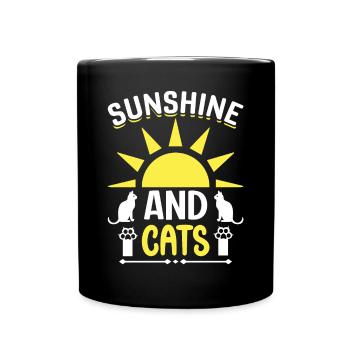 Chat Amour soleil et Chats - Mug uni - noir - Devant