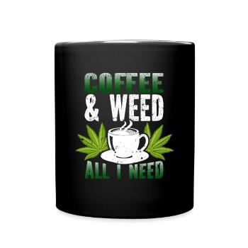 Weed Coffee Cannabis Stoner Koffein Ganja - Tasse einfarbig - Schwarz - Vorne