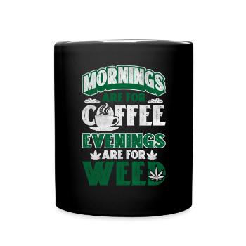 Weed, Café, Cannabis, Stoner, Caféine, Ganja - Mug uni - noir - Devant