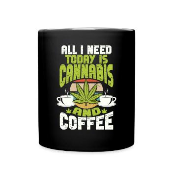 Weed Coffee Cannabis Stoner Koffein Ganja - Tasse einfarbig - Schwarz - Vorne