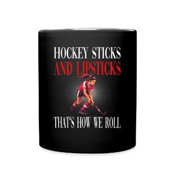 Hockey Sticks and Lipsticks für - Tasse einfarbig - Schwarz - Vorne