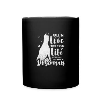 Dobermann - Tasse einfarbig - Schwarz - Vorne