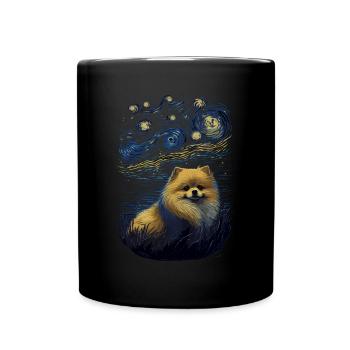 Zwergspitz Starry Night - Tasse einfarbig - Schwarz - Vorne