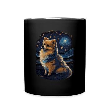 Zwergspitz Starry Night - Tasse einfarbig - Schwarz - Vorne