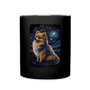Zwergspitz Starry Night - Tasse einfarbig - Schwarz - Vorne