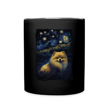 Zwergspitz Starry Night - Tasse einfarbig - Schwarz - Vorne