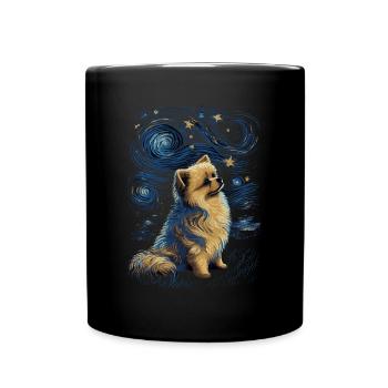 Zwergspitz Starry Night - Tasse einfarbig - Schwarz - Vorne