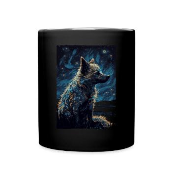 Hyène Nuit étoilée - Mug uni - noir - Devant