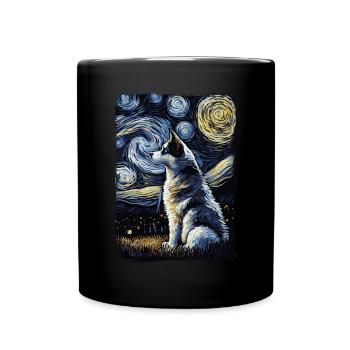 Husky Starry Night - Tasse einfarbig - Schwarz - Vorne