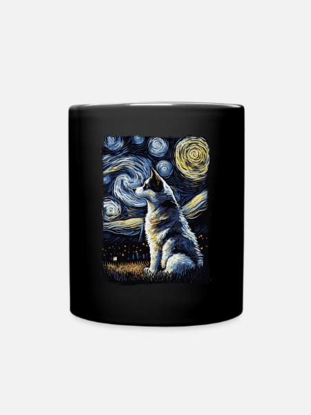 Husky Starry Night - Tasse einfarbig - Schwarz