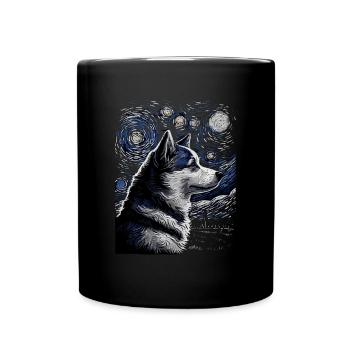 Husky Starry Night - Tasse einfarbig - Schwarz - Vorne