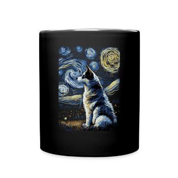 Husky Nuit étoilée - Mug uni - noir - Devant