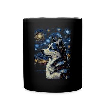 Husky Starry Night - Tasse einfarbig - Schwarz - Vorne