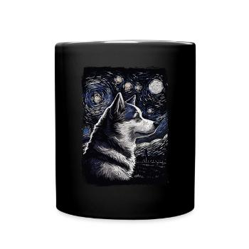 Husky Starry Night - Full Colour Mug - black - Front