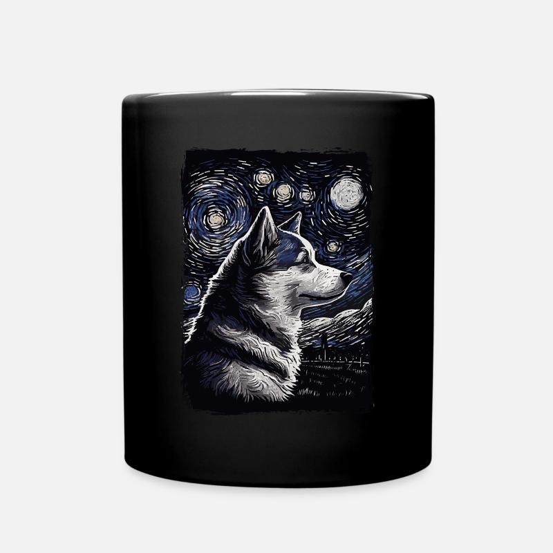 Husky Starry Night - Tasse einfarbig - Schwarz