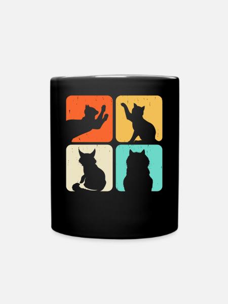 Katzen Motiv - Tasse einfarbig - Schwarz