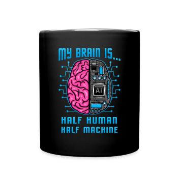 Intelligence artificielle / mi-homme, mi-machine - Mug uni - noir - Devant