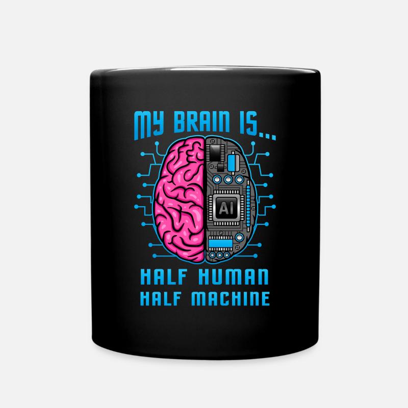 Intelligence artificielle / mi-homme, mi-machine - Mug uni - noir