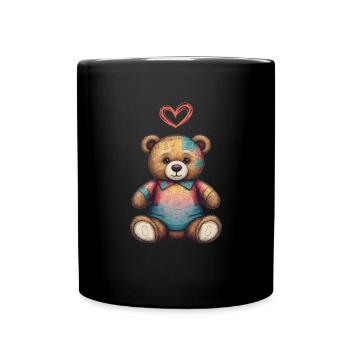 Teddy Bear Cartoon with Heart Teddy Bear Cute - Full Colour Mug - black - Front