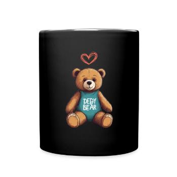 Teddy Bear Cartoon with Heart Teddy Bear Cute - Full Colour Mug - black - Front