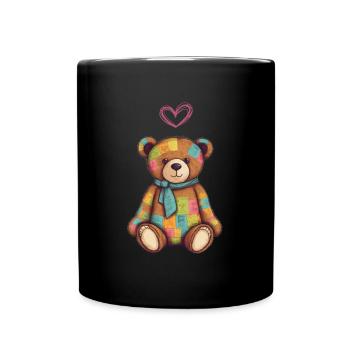 Teddy Bear Cartoon with Heart Teddy Bear Cute - Full Colour Mug - black - Front