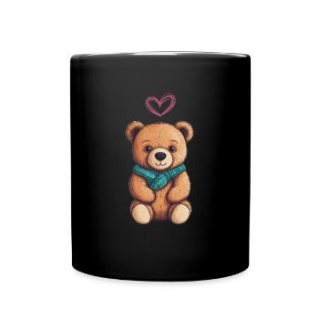 Teddy Bear Cartoon with Heart Teddy Bear Cute - Full Colour Mug - black - Front