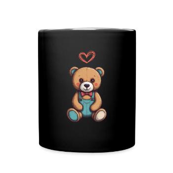 Teddy Bear Cartoon with Heart Teddy Bear Cute - Full Colour Mug - black - Front