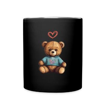 Teddy Bear Cartoon with Heart Teddy Bear Cute - Full Colour Mug - black - Front