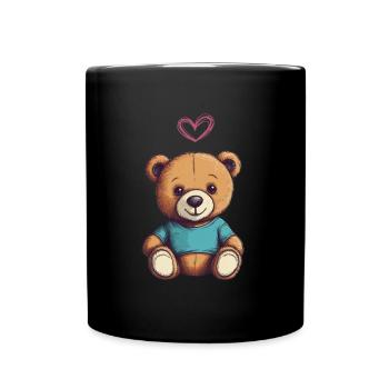 Teddy Bear Cartoon with Heart Teddy Bear Cute - Full Colour Mug - black - Front