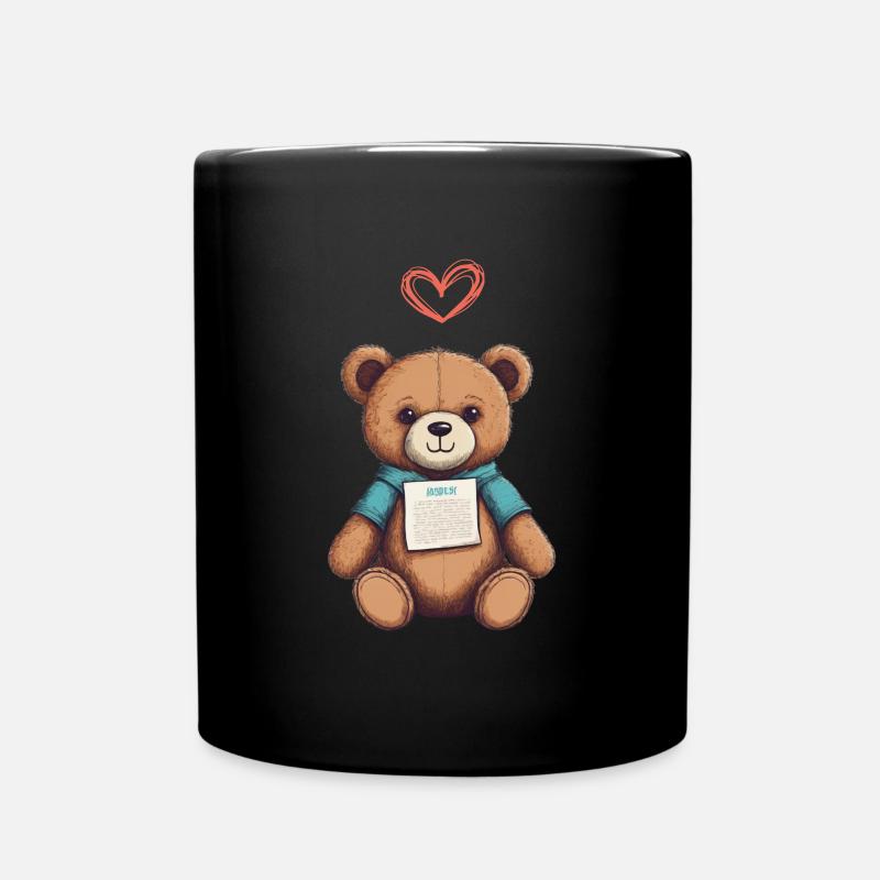 Dessin animé d’ours en peluche avec coeur ours en peluche mignon - Mug uni - noir