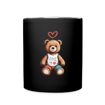 Teddy Bear Cartoon with Heart Teddy Bear Cute - Full Colour Mug - black - Front