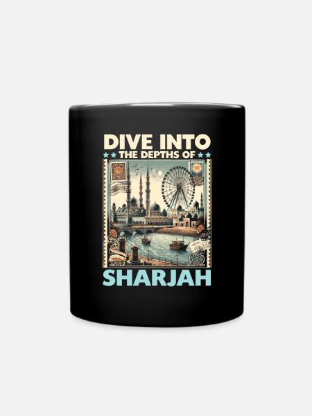 Sharjah UAE Travel Vacation United Arab Emirates - Full Colour Mug - black