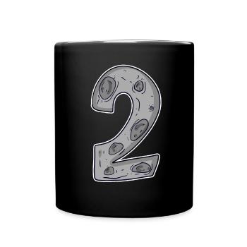 Two - 2 - Number Number Moon - Full Colour Mug - black - Front