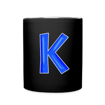 Buchstabe K - Anfangsbuchstabe K - Tasse einfarbig - Schwarz - Vorne