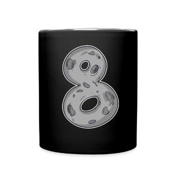 Number 8 Number Eight Moon Motif - Full Colour Mug - black - Front