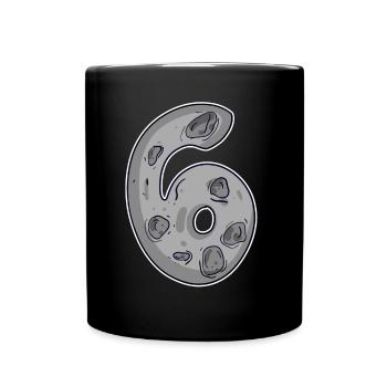 Number 6 Number Space Moon - Full Colour Mug - black - Front