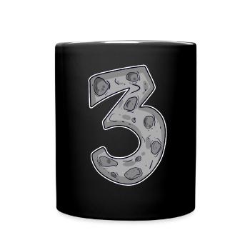 Drei - 3 - Nummer 3 - Zahl 3 - Tasse einfarbig - Schwarz - Vorne