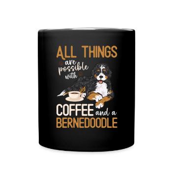 Bernedoodle Hund - Tasse einfarbig - Schwarz - Vorne
