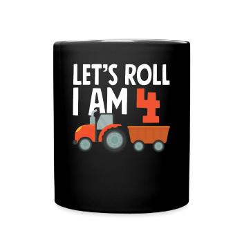 4e anniversaire tracteur 4 ans chemise d’anniversaire - Mug uni - noir - Devant