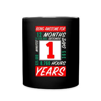 Enfants 1 Ans Anniversaire Mois Heures - Mug uni - noir - Devant