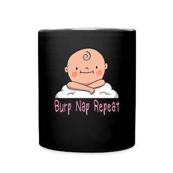 Burp Nap Répétition Grossesse Bébé Bébés - Mug uni - noir - Devant