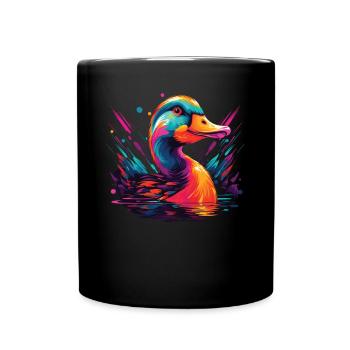 Watercolor Colorful Duck Colorful Animals - Full Colour Mug - black - Front