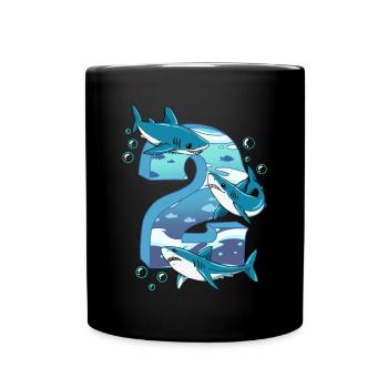 2nd Birthday Shark - Full Colour Mug - black - Front