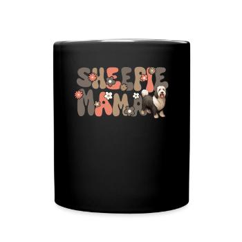 Old English Sheepdog Groovy Sheepie Mama - Full Colour Mug - black - Front