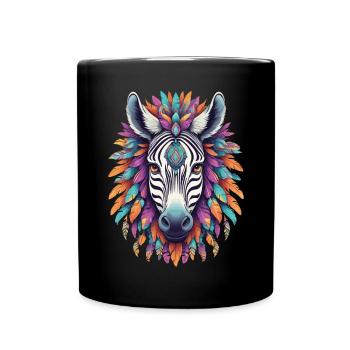 Zebra Mandala Traumfänger Design - Tasse einfarbig - Schwarz - Vorne