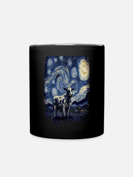 Kuh Starry Night - Tasse einfarbig - Schwarz