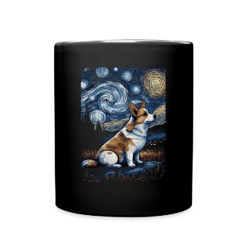 Corgi Starry Night - Full Colour Mug - black - Front