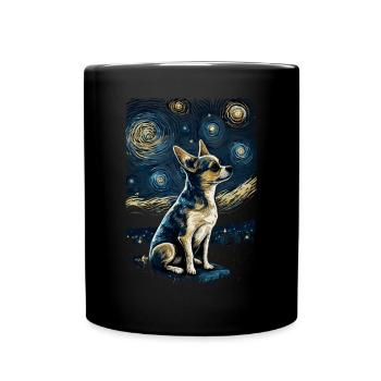 Chihuahua Starry Night - Tasse einfarbig - Schwarz - Vorne